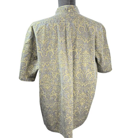 Reyn Spooner VTG 90s Y2k Hawaiian Shirt Reverse Green Tiki Print Print‎ Size XXL - Picture 4 of 5